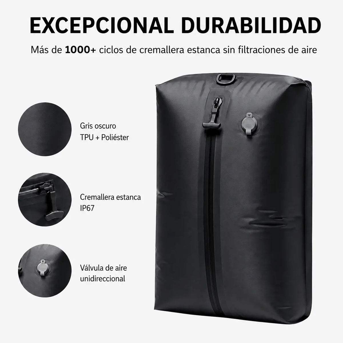 Bolsa de compresión al vacío Valenni con ropa comprimida dentro